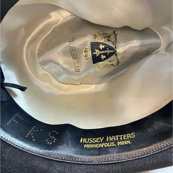 RESISTOL SELF CONFORMING 7 1/8 Brown felt Feather and Corded Brim Vintage Hunter - Picture 9 of 11